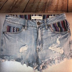 Bullhead Pacsun Tribal Ripped High Rise Shorts